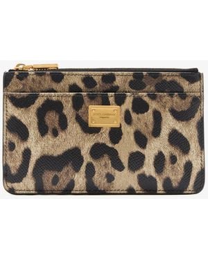 Dolce & Gabbana Medium Leopard-Print Card Holder - White
