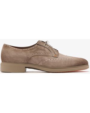 Santoni Easy Derby Brogue Lace-Up Shoes - Brown
