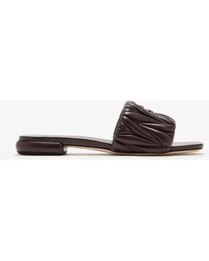 Miu Miu Matelassé Leather Slide Sandals - White