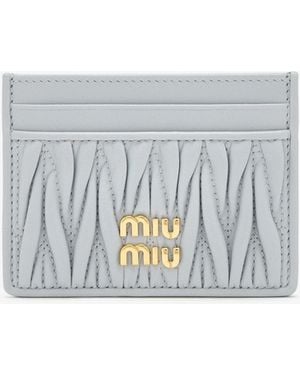 Miu Miu Matelassé Nappa Leather Card Holder - White