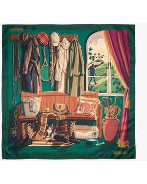 Burberry Knight & Day Silk Scarf - Green
