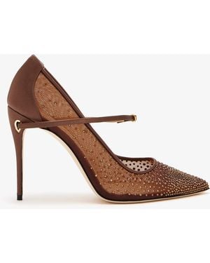 Jennifer Chamandi Lorenzo 105 Crystal Embellished Pumps - Brown