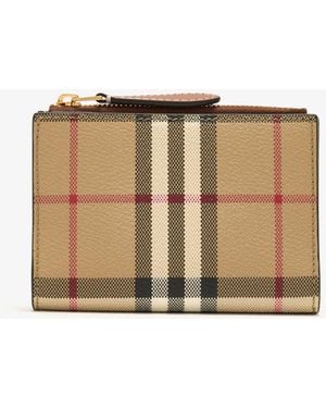 Burberry Small Check Bi-Fold Wallet - Natural