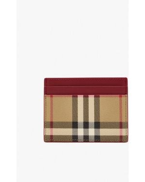 Burberry Check Card Case - Red