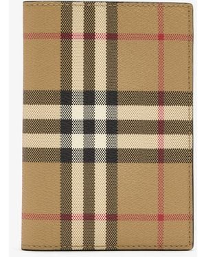 Burberry Check Passport Holder - Natural