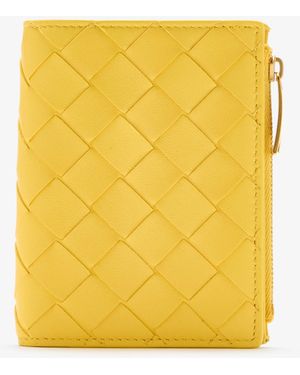 Bottega Veneta Intrecciato Small Bi-Fold Wallet - Yellow