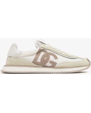 Dolce & Gabbana Mixed-Material Dg Cushion Sneakers - White