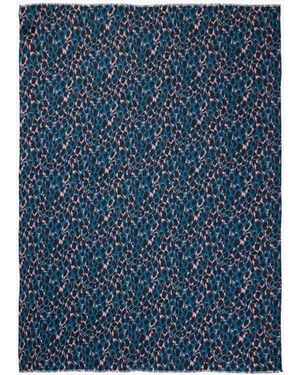 Saint Laurent Leopard Pattern Grand Carré Scarf - Blue
