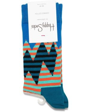 Happy Socks Stripe Reef Crew Socks - Blue