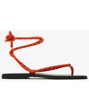 Veronica Beard Camina Cord Wrap Sandals - White