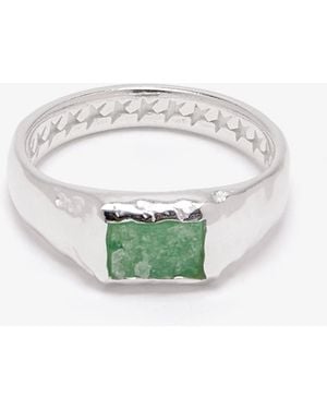 Twojeys Rectangular Tourmaline Stone Ring - Green