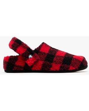 Crocs™ Classic Buffalo Check Cozzzy Slippers - Red