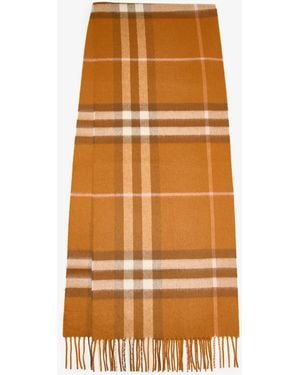Burberry Check Cashmere Scarf - Orange