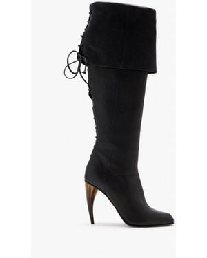 McQueen Horn Heel Boots - Black