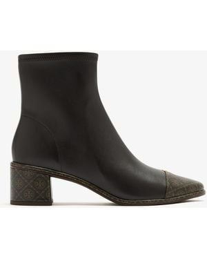 Tory Burch Cap Toe Ankle Boots - Black