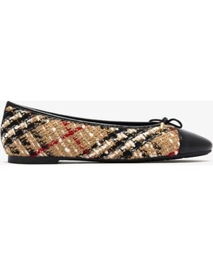 Burberry Check Bouclé Highgate Ballerinas - White