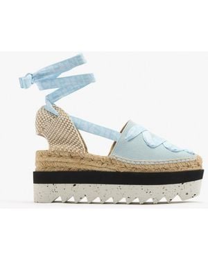 Stella McCartney Gaia Canvas Wedge Espadrilles - Blue