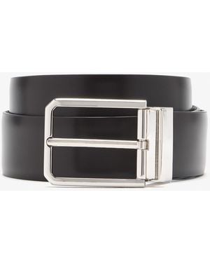 Santoni Reversible Leather Belt - White