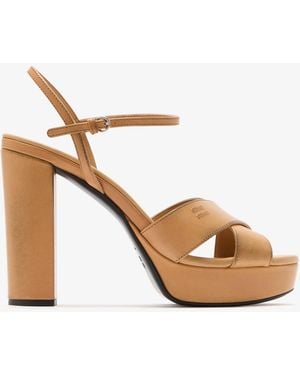 Miu Miu Suede Platform Sandals - White