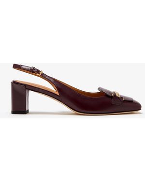 【tod's・トッズ】 SLINGBACK PUMPS パンプス Woman ブラック レザー スリングバック パンプス