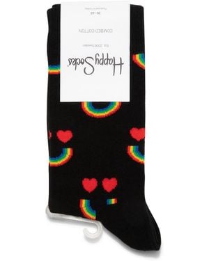 Happy Socks Heart Crew Socks - Black
