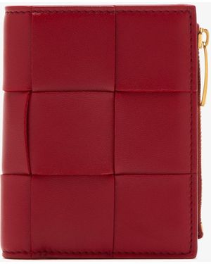 Bottega Veneta Small Bi-Fold Zip Wallet - Red