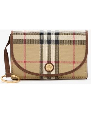 Burberry Check Folding Card Case & Key Ring - Natural