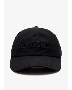 Burberry Logo Gabardine Baseball Cap - Black