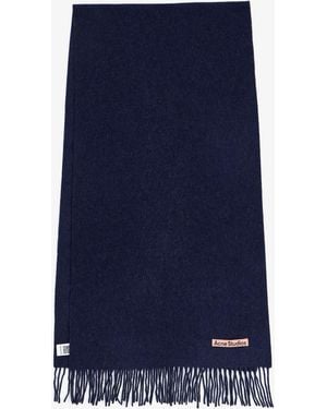 Acne Studios Fringed Wool Scarf - Blue