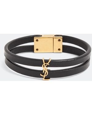 Saint Laurent Cassandre Double-Strand Bracelet - White