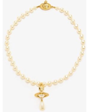 Vivienne Westwood One Row Pearl Drop Choker - White