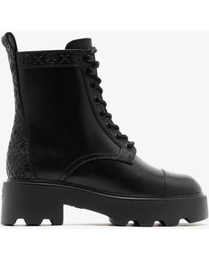 Tory Burch T Monogram Lug Ankle Boots - Black