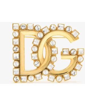 Dolce & Gabbana Dg Logo Pin Brooch - Metallic