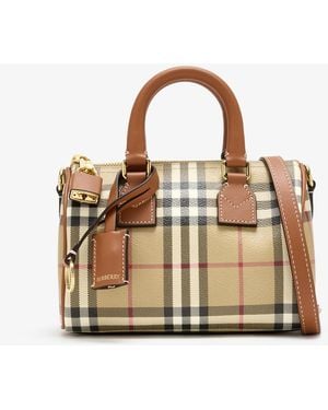 Burberry Mini Check Bowling Bag - Natural