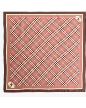 Burberry Check Knight Stamp Silk Scarf - Pink