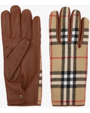 Burberry Check Wool Gloves - Brown