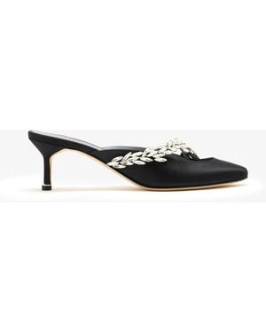 Balenciaga X Manolo Blahnik Satin Mules - White
