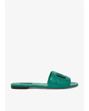Dolce & Gabbana Bianca Embossed Slippers - Green