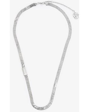 Burberry Engraved Check Necklace - White