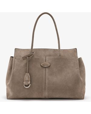 Tod's Suede Medium Shopping Bag - Natural