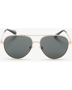 Burberry Metal Check Aviator Sunglasses - Gray