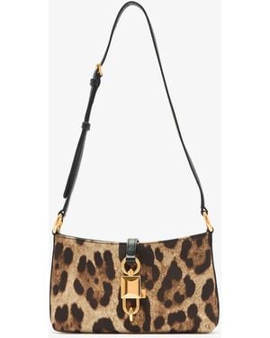 Dolce & Gabbana Leopard-Print Lock Crossbody Bag - White