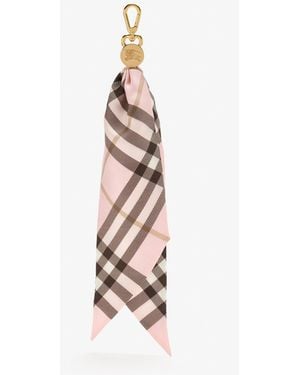 Burberry Check Silk Scarf Charm - White