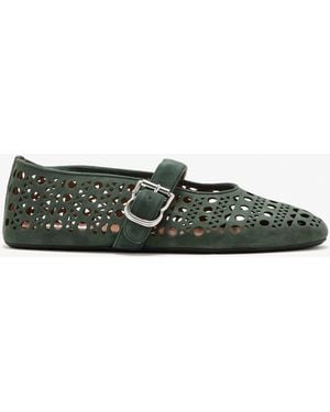 Alaïa Vienne Suede Ballerinas - Green