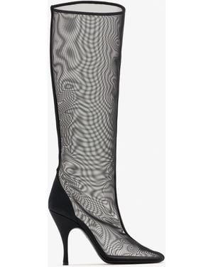 Alaïa Mesh Knee-High Boots - Gray