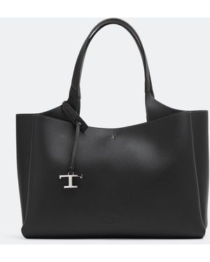 限定セール♪ TOD'S Shopping TOTE bag Woman GREY T Timeless Shopping Bag in Leather Medium