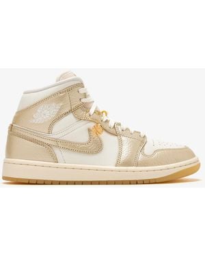Nike Air Jordan 1 Mid 'Metallic Team' Sneakers - White