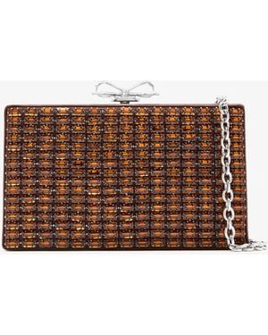 Self-Portrait Chainmail Clutch Bag - Brown