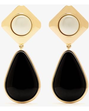 Self-Portrait Enamel Two Tiered Earrings - Black