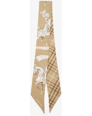 Burberry Skinny Archive Knight Silk Scarf - White